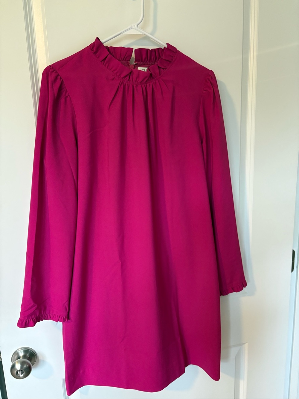 J. Crew Magenta Ruffle-Neck Tunic Dress size 10